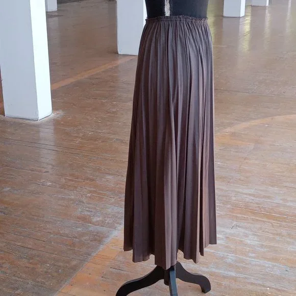 Anthropologie Moon River brown pleated midi skirt - Picture 6 of 8